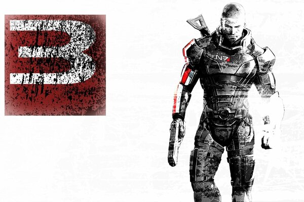 Mass effect 3 logo su sfondo bianco