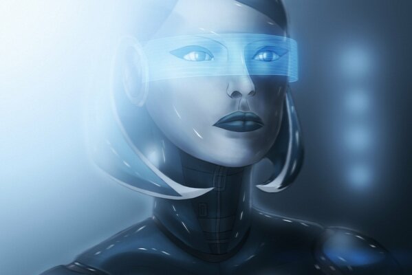 Rysunek dziewczyny Androida z gry mass effect