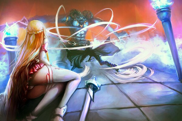 Il mostro attacca la ragazza alla luce delle luci
