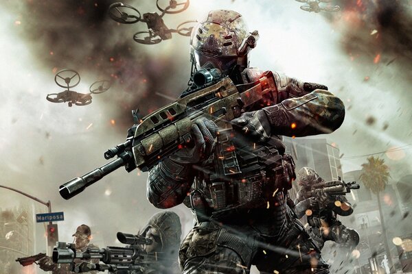 The call of duty. Soldiers on the street