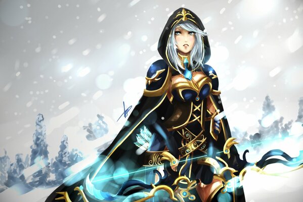 Ash de League of Legends sous une épaisse chute de neige