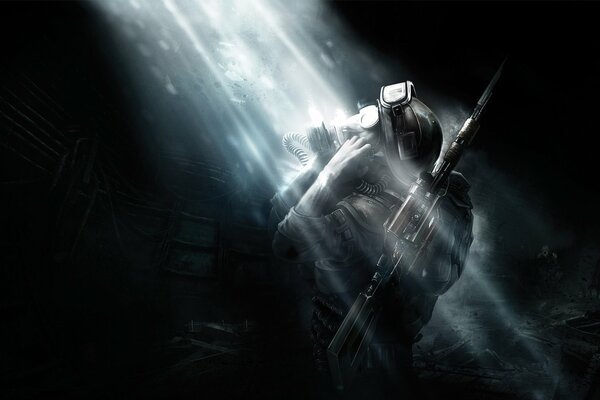 Metro last light Artem in a gas mask