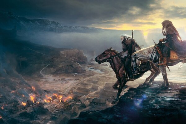Riders on horseback. The Witcher 3