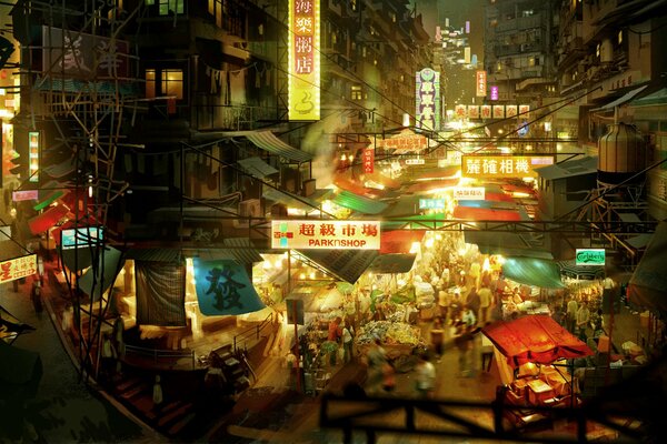 Konkong s drawing market lane