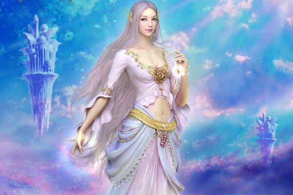 Déesse céleste de l île des nuages roses