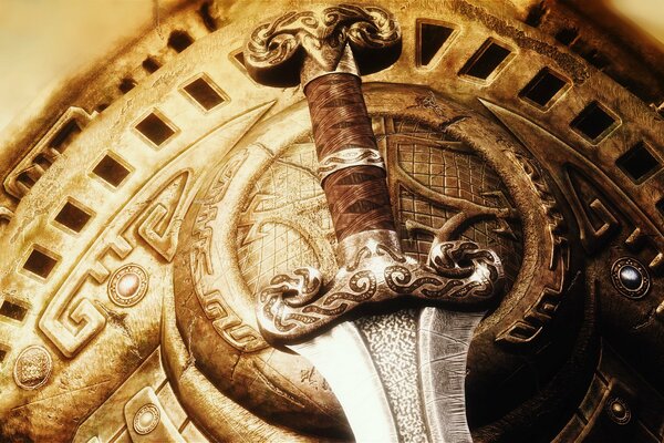 The elder scrolls v, shield and sword