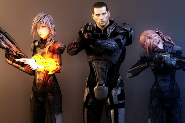 Ritratto artistico di ragazze e capitano di final fantasy