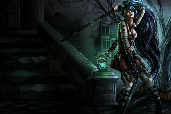 La chica Katrina en la Academia knoxus de League of Legends
