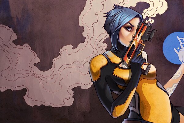 Personaggio del gioco della ragazza con la pistola