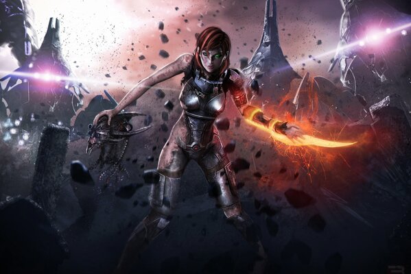 Art dziewczyny z bronią z mass effect 3