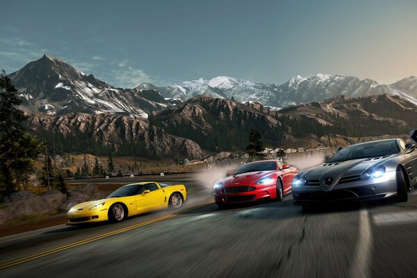 Supercar race with high speed