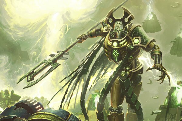 Necron overlord con tridente in mano
