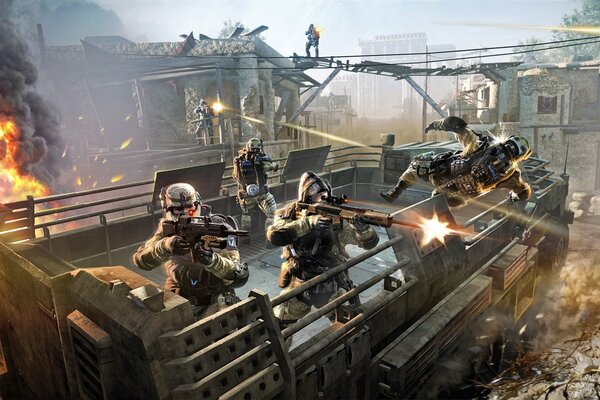 A shootout among soldiers in the Warface game