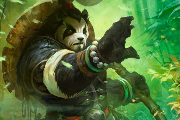 Panda mnich z laską z warcraft