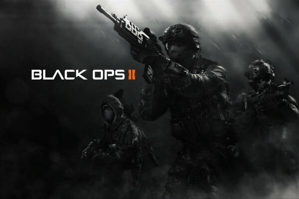 Trois soldats dans le brouillard Monochrome