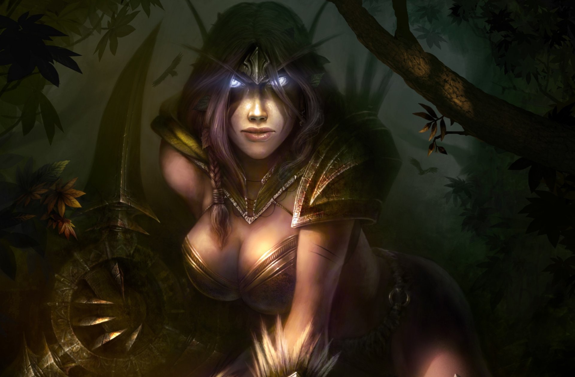 art dmitrij prozorow world of warcraft wow elf elf broń uszy las