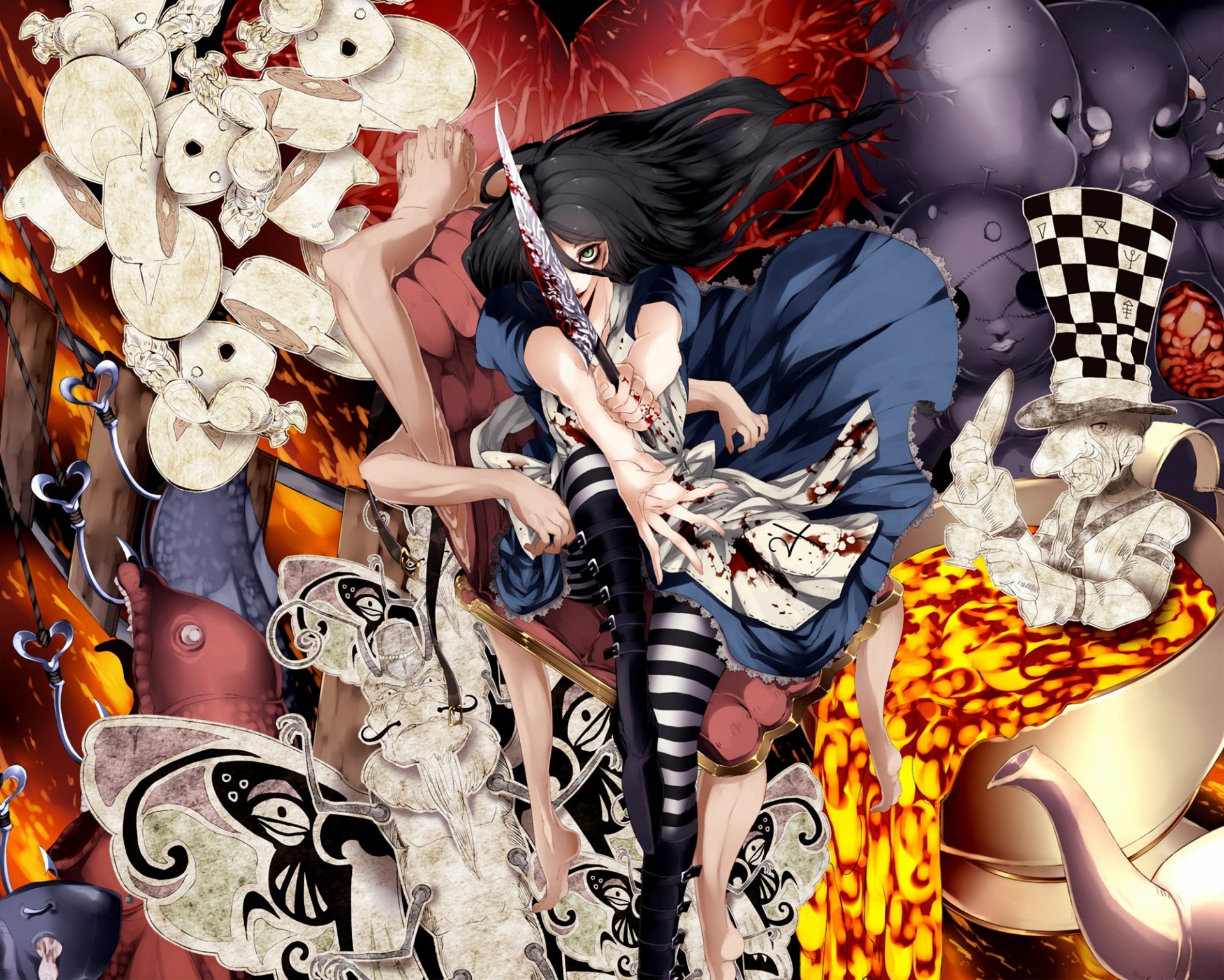 alice madness returns wunder messer hutmacher raupe wahnsinn blut