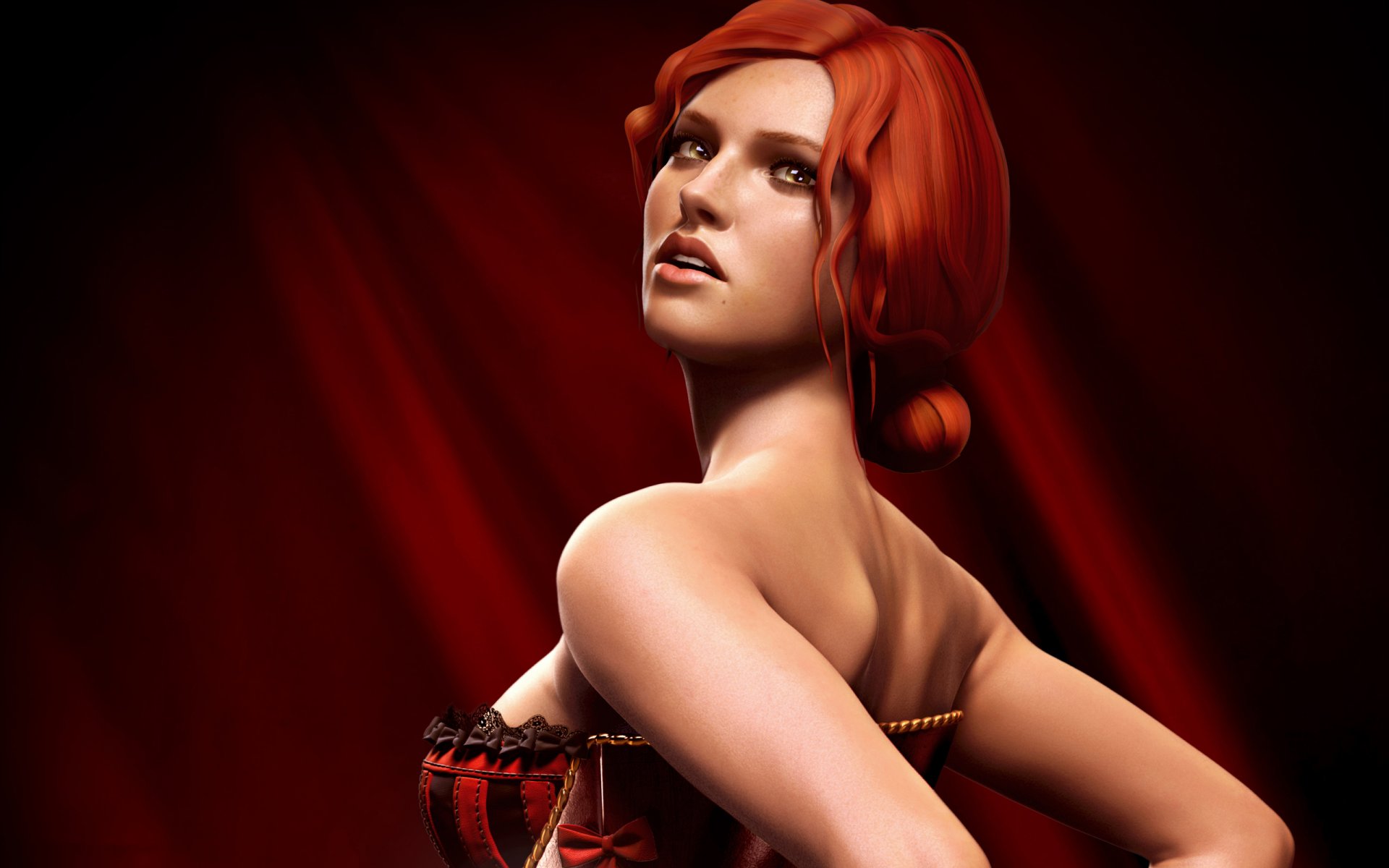 the witcher 2: les assassins des rois triss merigold rousse the witcher 2 look lèvres corset