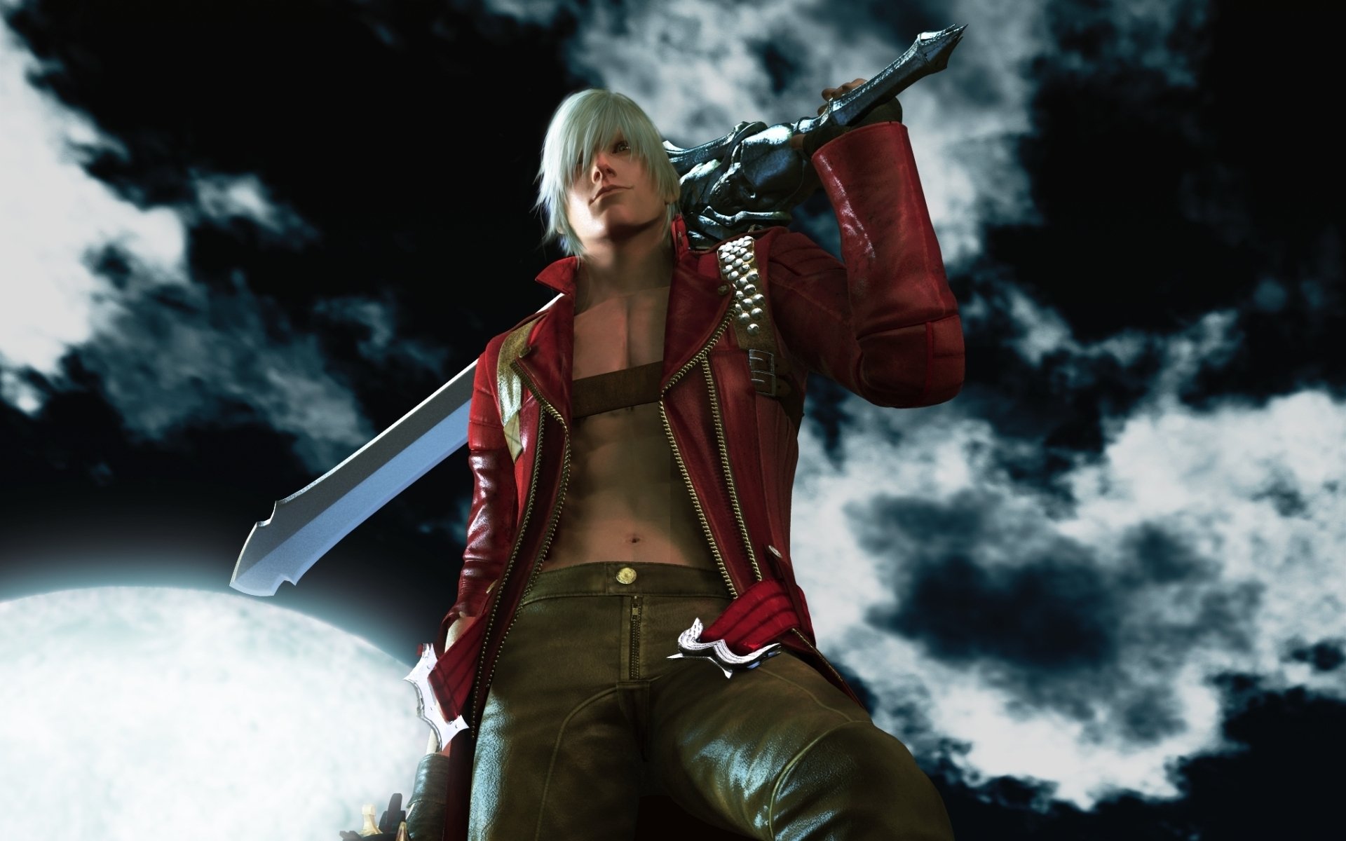 devil may cry 3 dmc jeux de fond d écran dante démon clair de lune colline nuages nuit épée rébellion lune rebellion