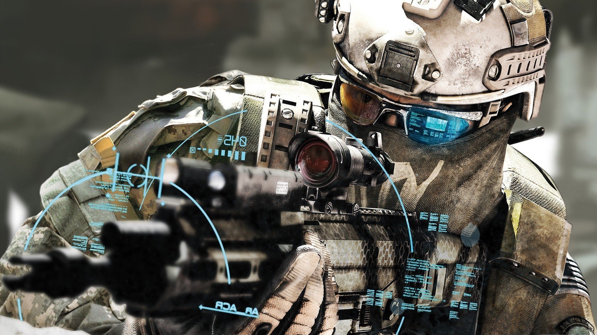 tom clancy ghost recon: future soldier soldier automate guns electronics sight