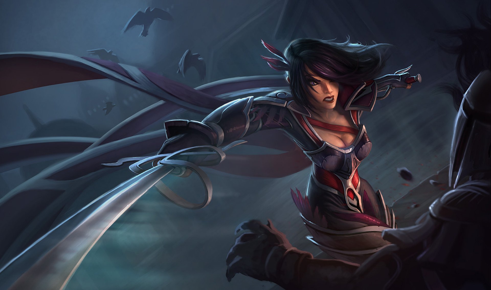 ligue des légendes lol nightraven fiora fille armure arme coup sang