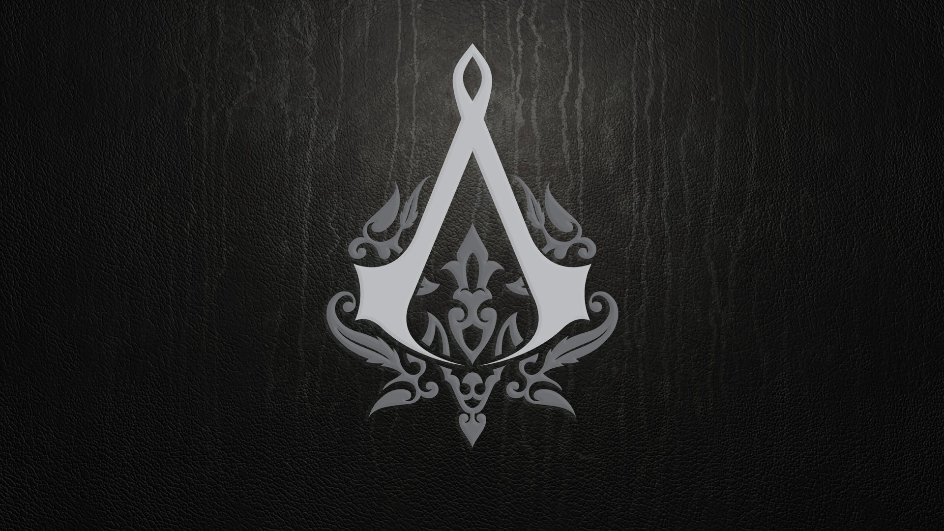 assassins creed gioco logo emblema distintivo struttura pelle