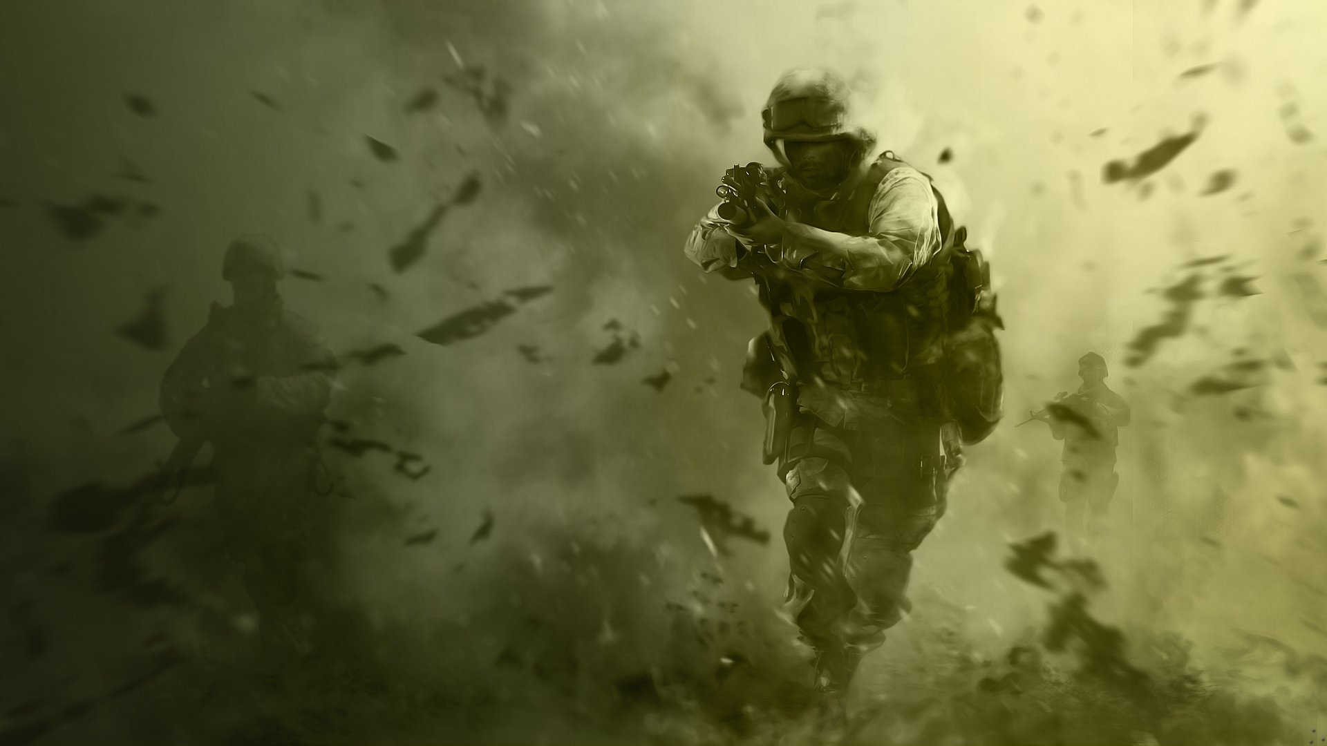 call of duty cod modern warfare men green background weapon special force