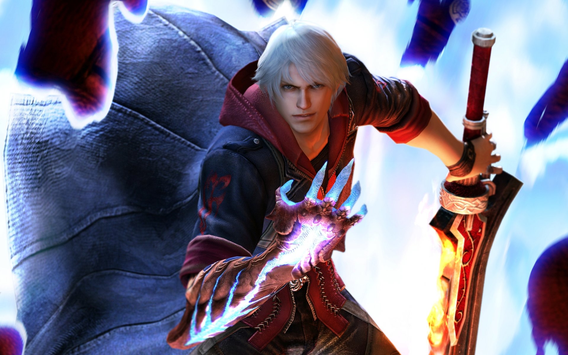 devil may cry 4 dmc wallpaper spiele sonderausgabe nero schwert pistole rote königin teufel bringen nero revolver hand