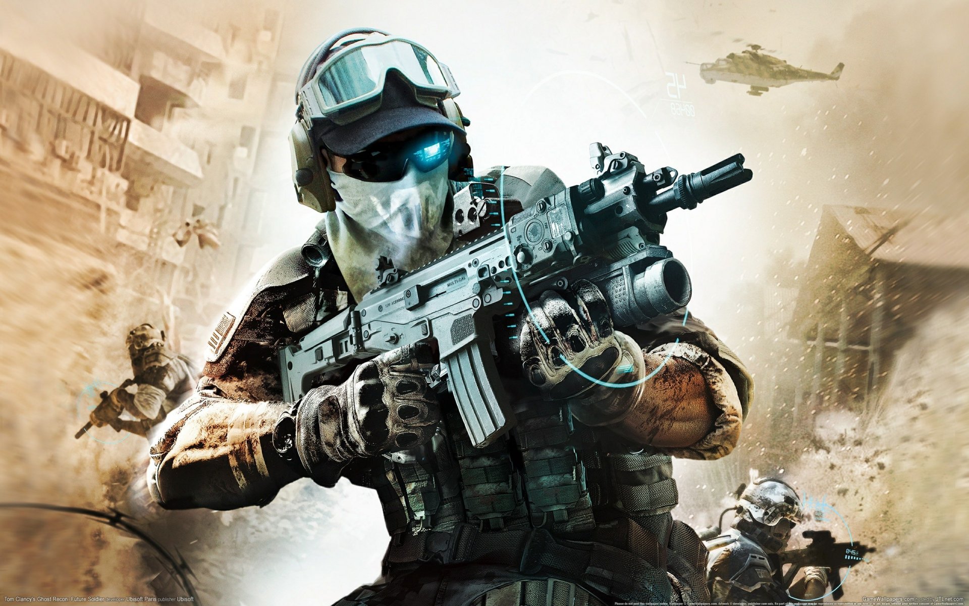 ghost recon: future soldier escuadrón fantasma tom clancy armas soldados holograma gafas guantes vista ametralladora camuflaje explosión