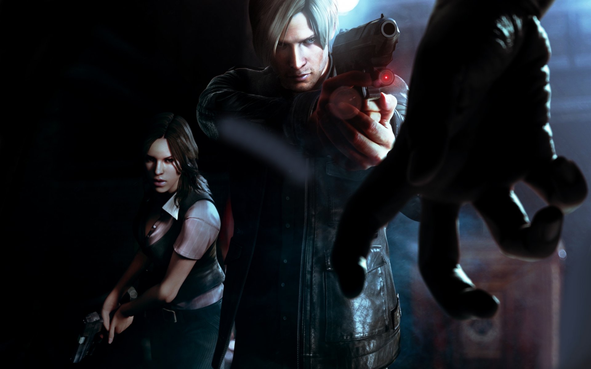 resident evil 6 art zombie hand gun a man girl