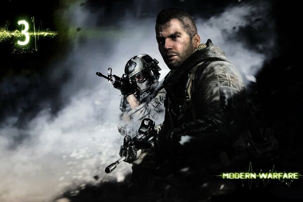 Screensaver with soldiers for the game modern warfare 3