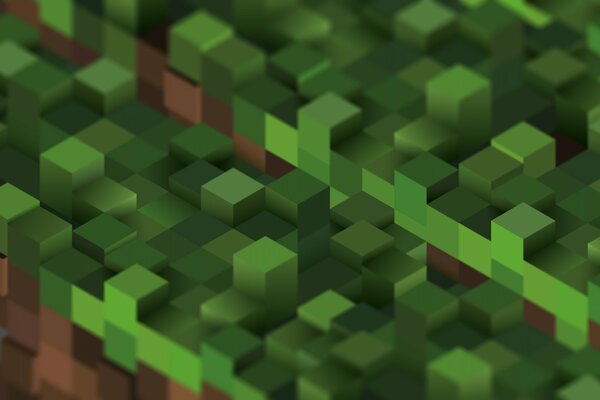 Kostki Minecraft zielone i brązowe mozaika