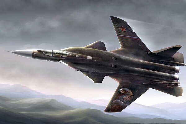 Jet plane. SU-47 fighter