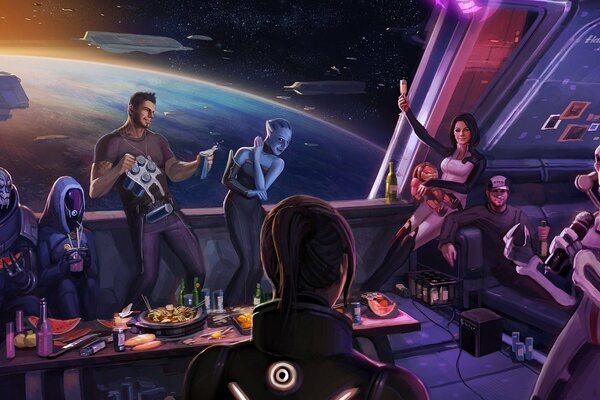 Die Party ist in Massen, Shepard, Miranda, Liara und andere sind gekommen