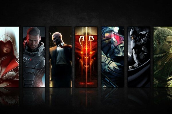 The main characters from Mass effect, Hitman and others