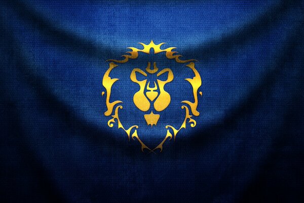 Blue Flag, lion image, lion muzzle golden lion