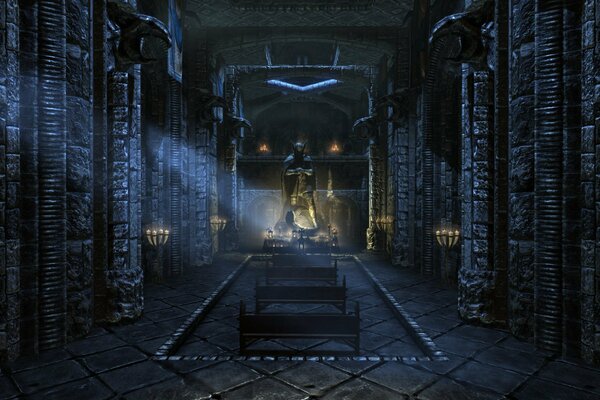 Falling light rays in the temple of Talos