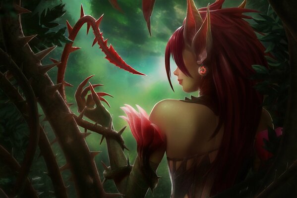 League of Legends girl with vines and thorns