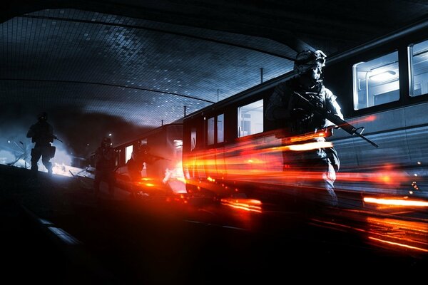 Battlefield 3 soldiers go to the subway