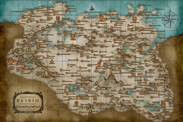 Immagine della mappa del gioco Skyrim