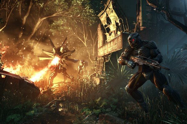 Jeu de tir crysis 3 de crytek dans la jungle