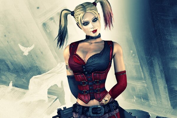 Personnage de Harley Quinn de Batman avec des tresses