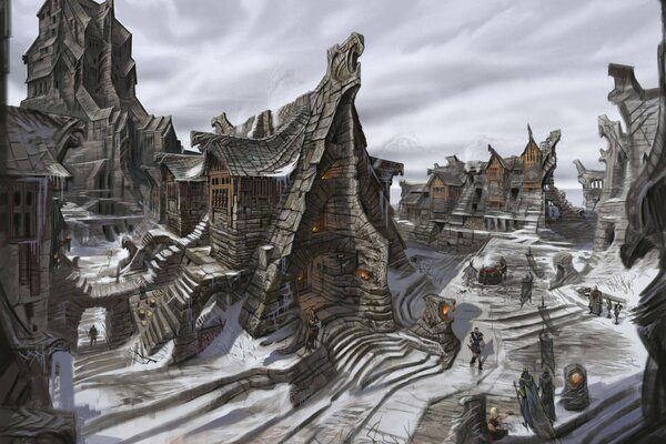 Image de la ville de windhelm d un jeu d ordinateur