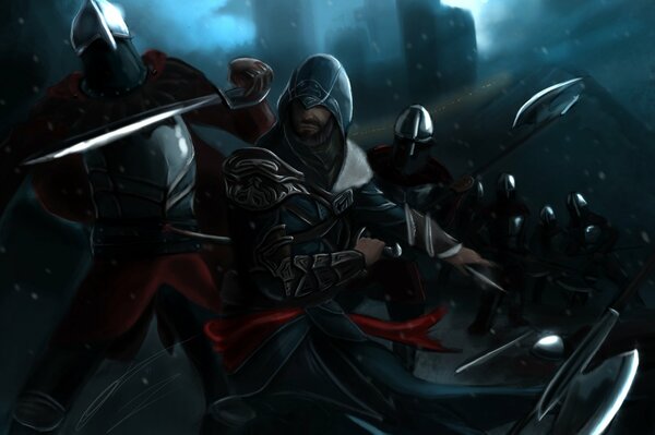 Guardianes con armas del juego assassins creed