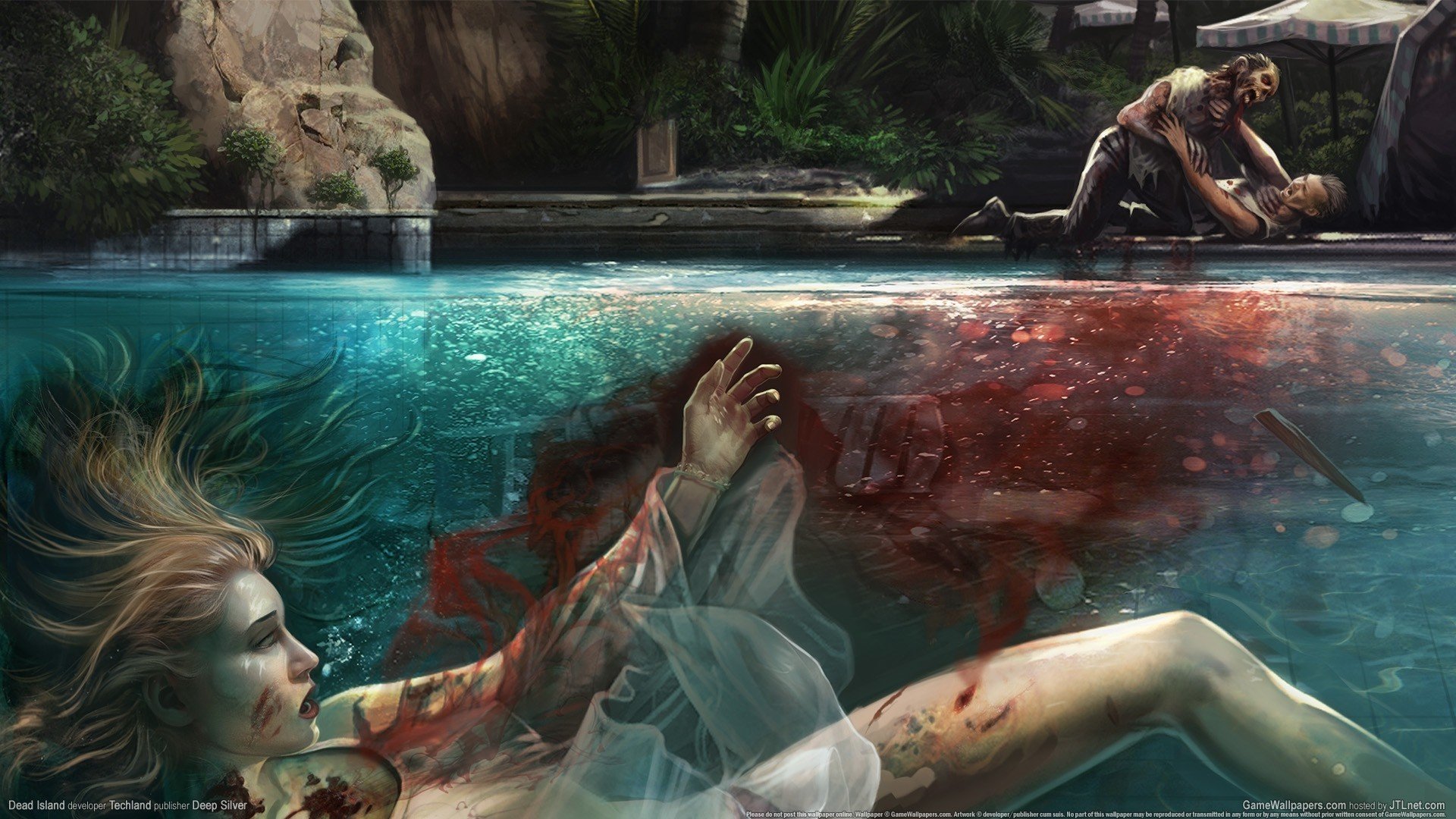 dead island pool water blood corpse