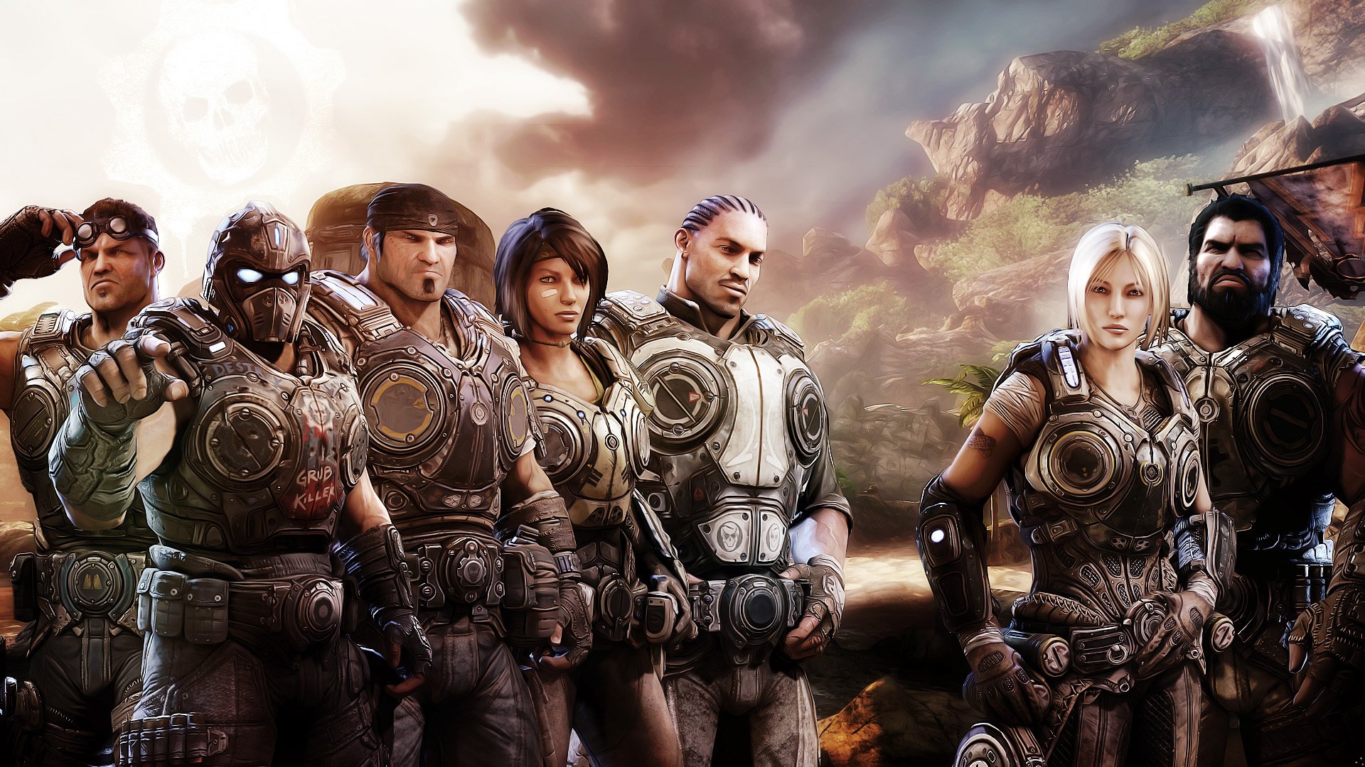 gears of war 3 marcus fenix anya stroud samantha byrne damon baird clayton carmine jace stratton