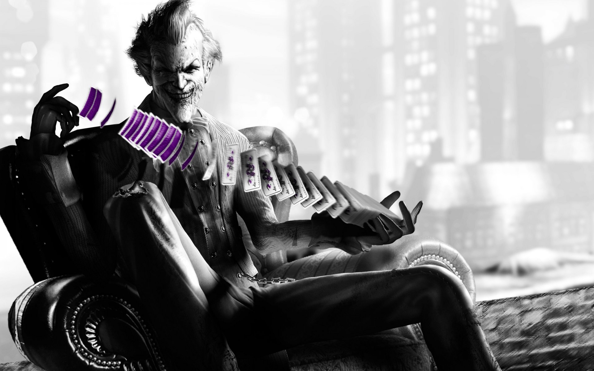 batman arkham city joker joker karten lächeln bösewicht