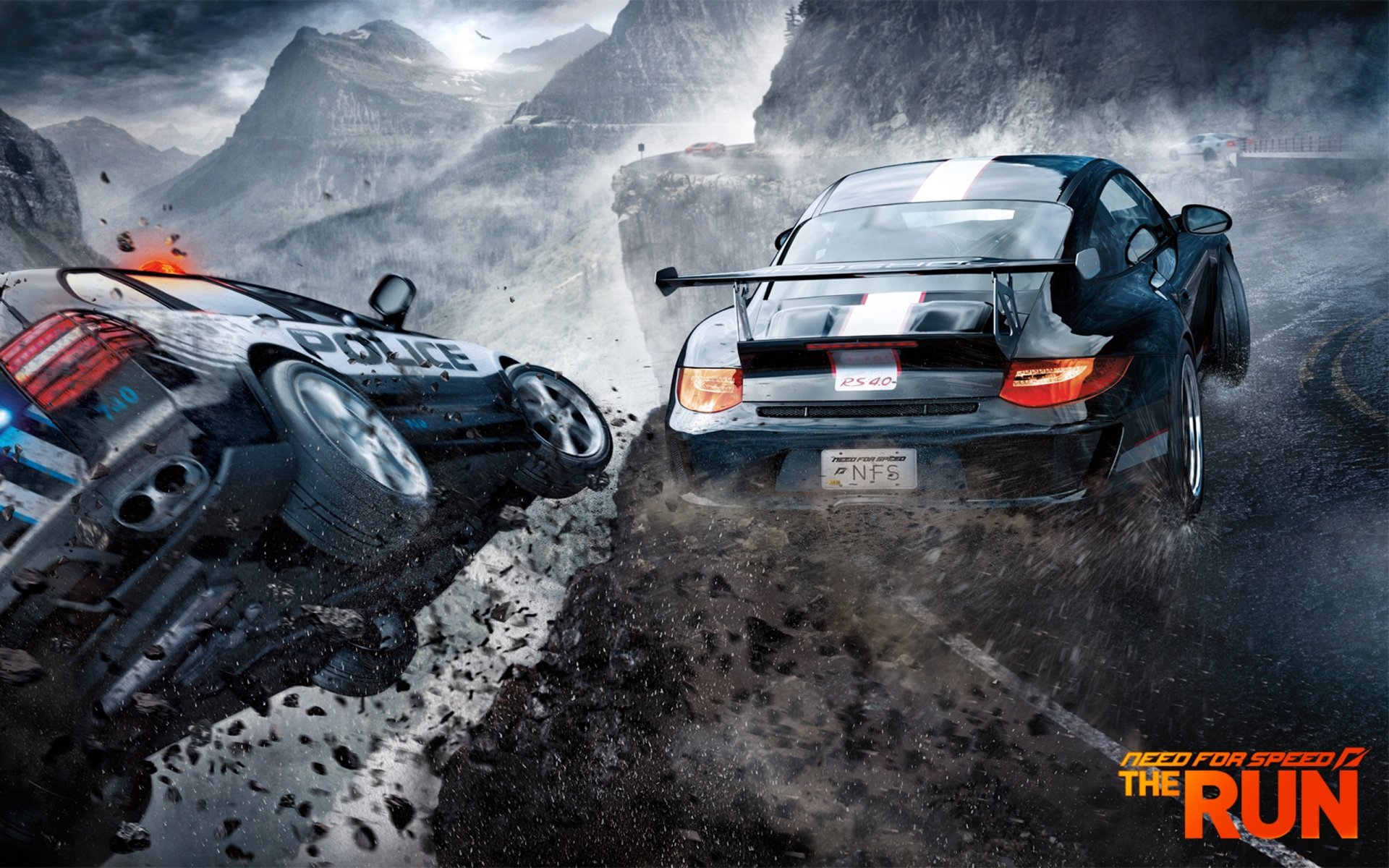 need for speed: the run police porsche rider mountain canyon road fog