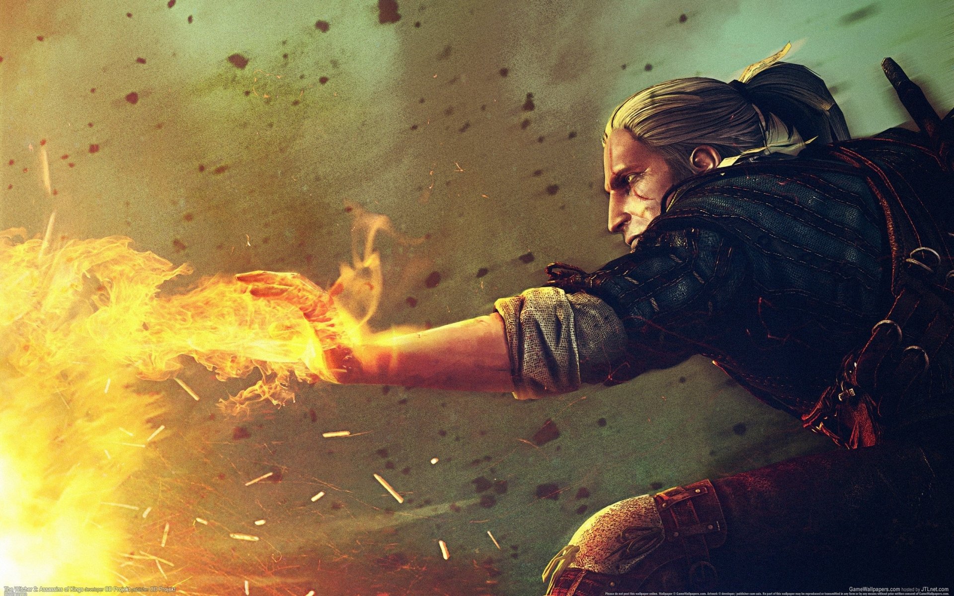 witcher 2 geralt magic game wallpaper