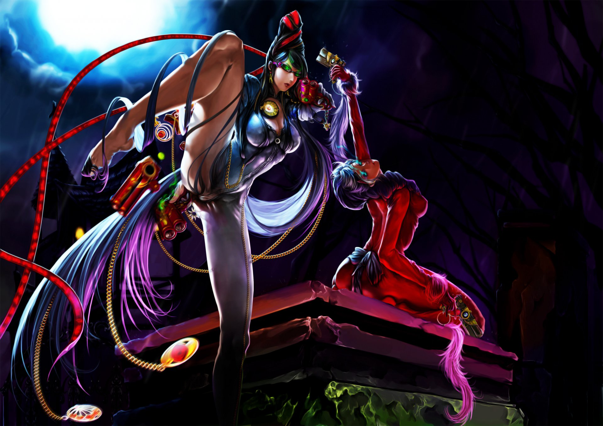 bayonetta filles arme nuit lune lunettes